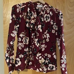 Calvin Klein Burgundy Floral Blouse